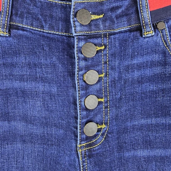 Cabi Women's Button Fly Skinny Jeans Stretchy Dark Wash Ribbon Waistband Size 8 - Picture 6 of 13